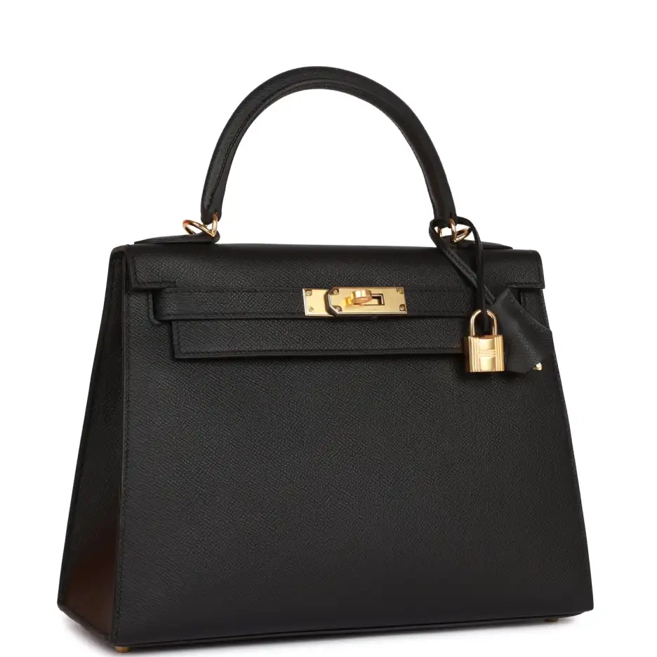 Hermès Kelly Sellier 28 Black Epsom Gold Hardware (1)