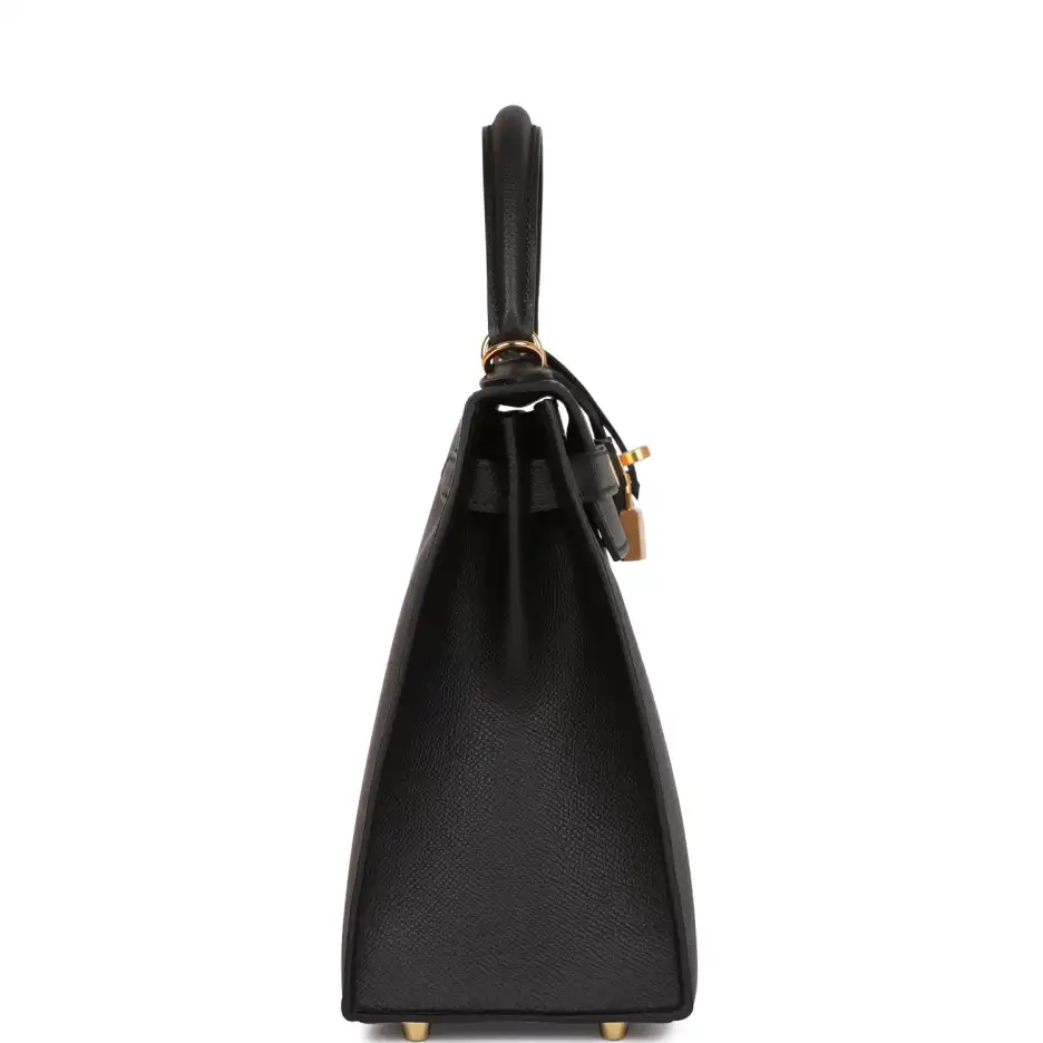 Hermès Kelly Sellier 28 Black Epsom Gold Hardware (2)