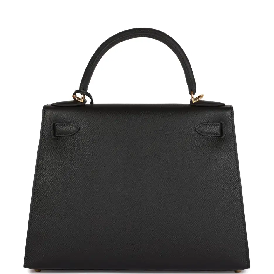 Hermès Kelly Sellier 28 Black Epsom Gold Hardware (3)