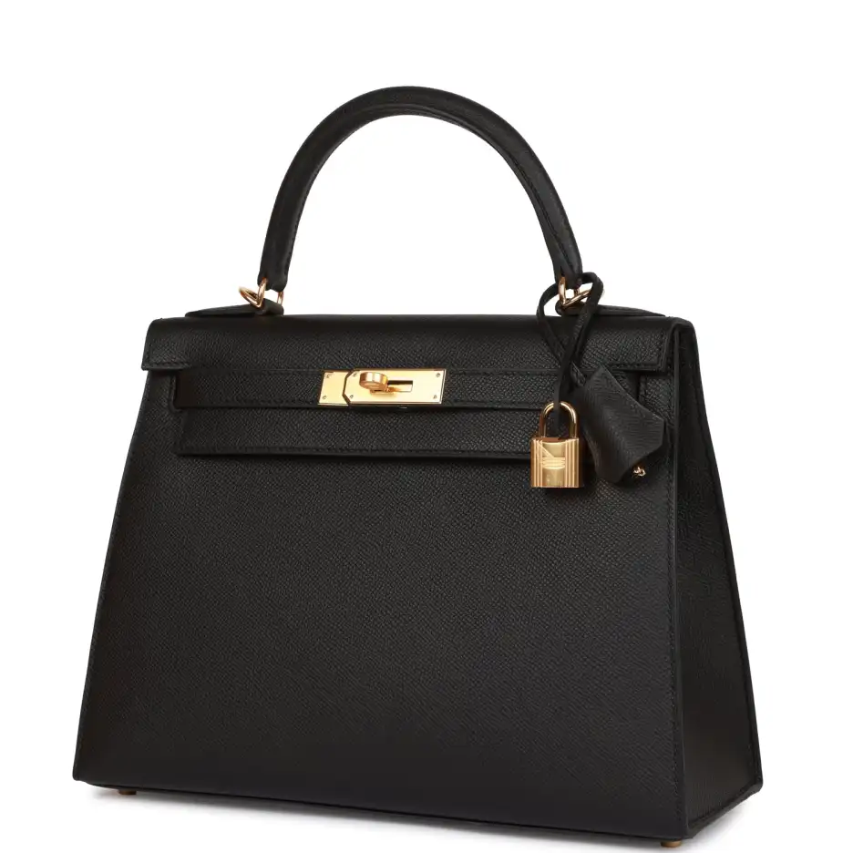Hermès Kelly Sellier 28 Black Epsom Gold Hardware (4)