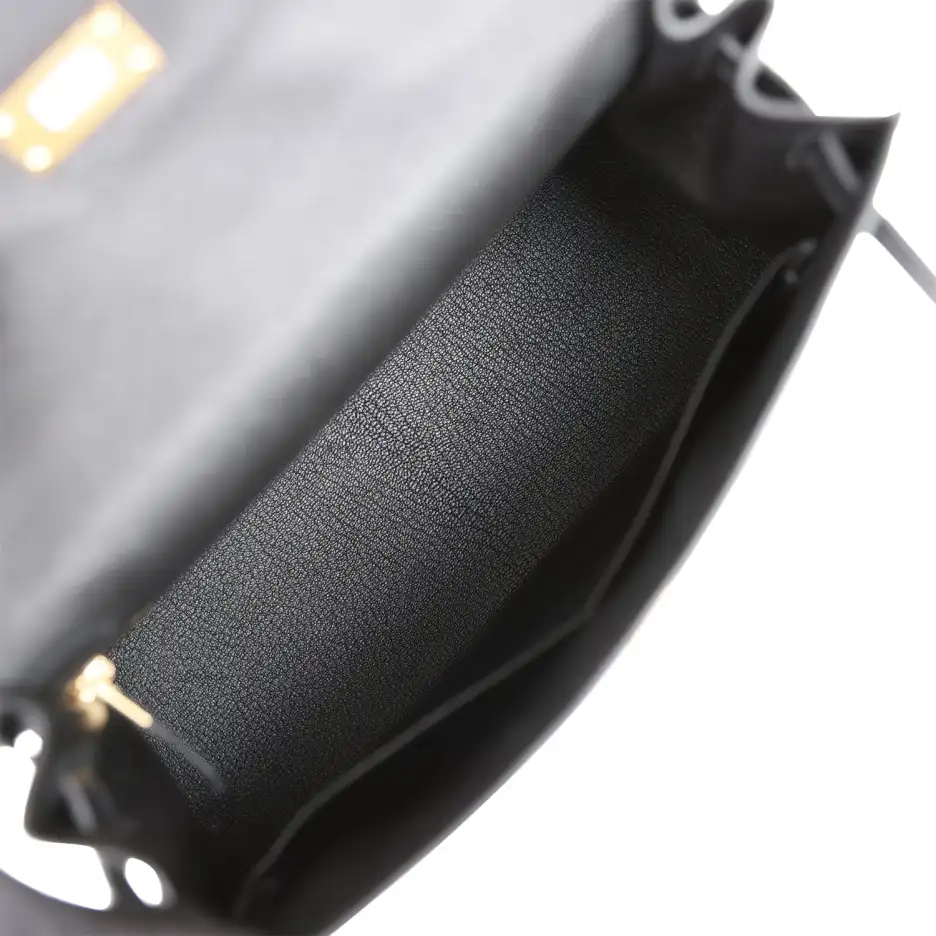Hermès Kelly Sellier 28 Black Epsom Gold Hardware (7)
