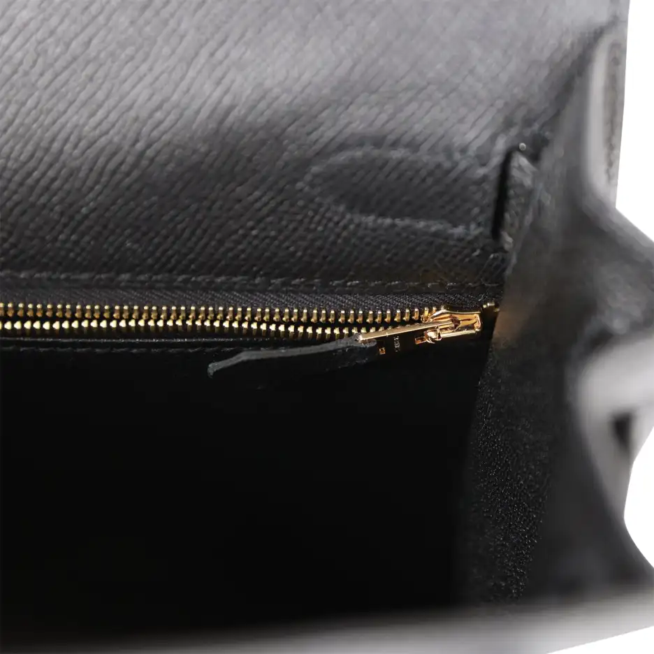 Hermès Kelly Sellier 28 Black Epsom Gold Hardware (8)