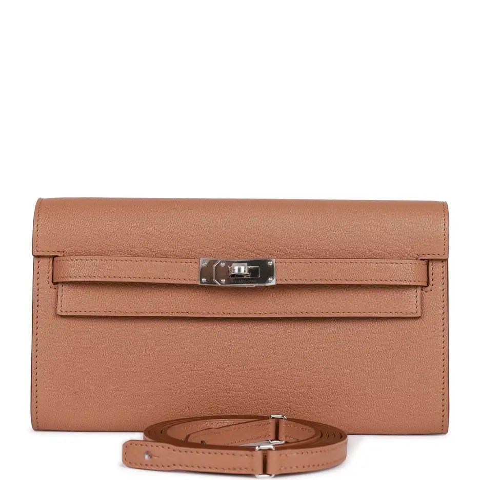 Hermès Kelly Wallet To Go Quebracho Chevre Palladiu