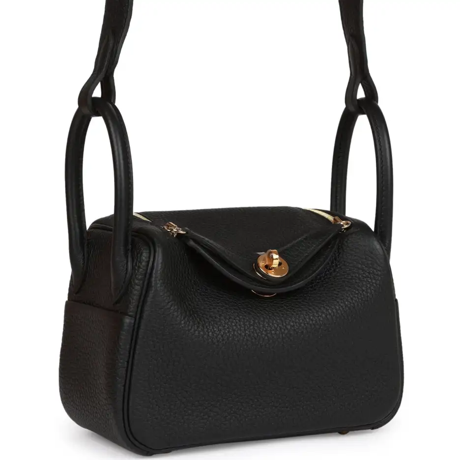 Hermès Mini Lindy Black Clemence Gold Hardware (1)