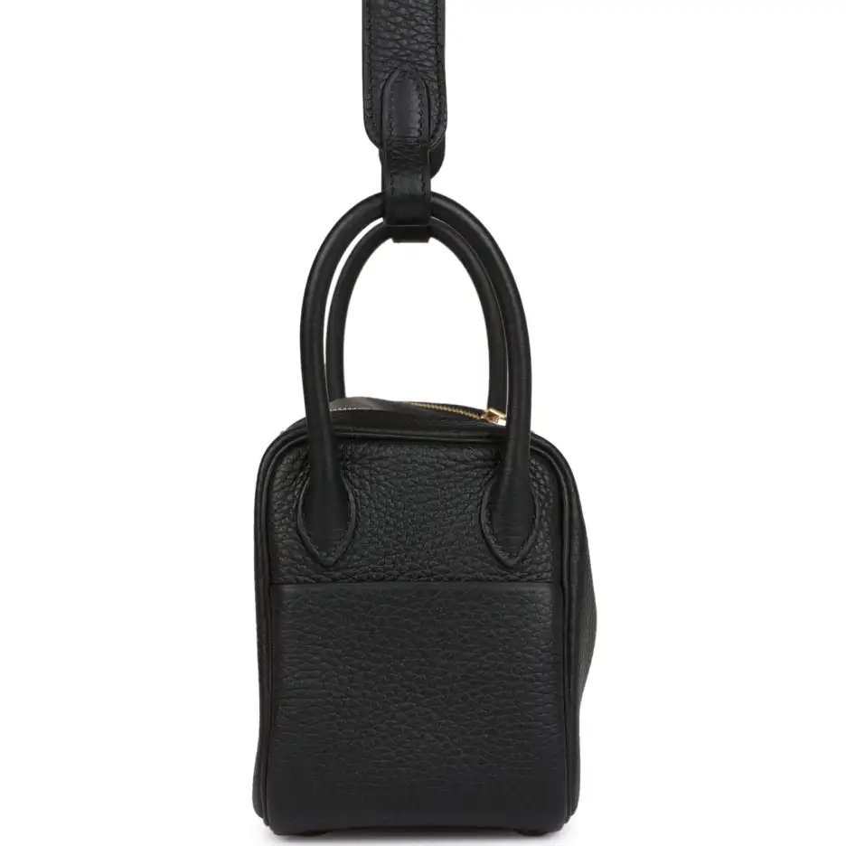 Hermès Mini Lindy Black Clemence Gold Hardware (2)