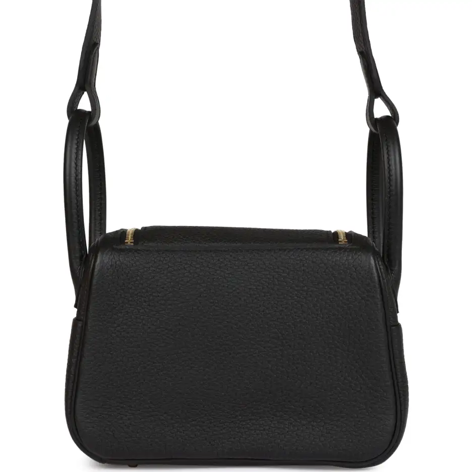 Hermès Mini Lindy Black Clemence Gold Hardware (3)