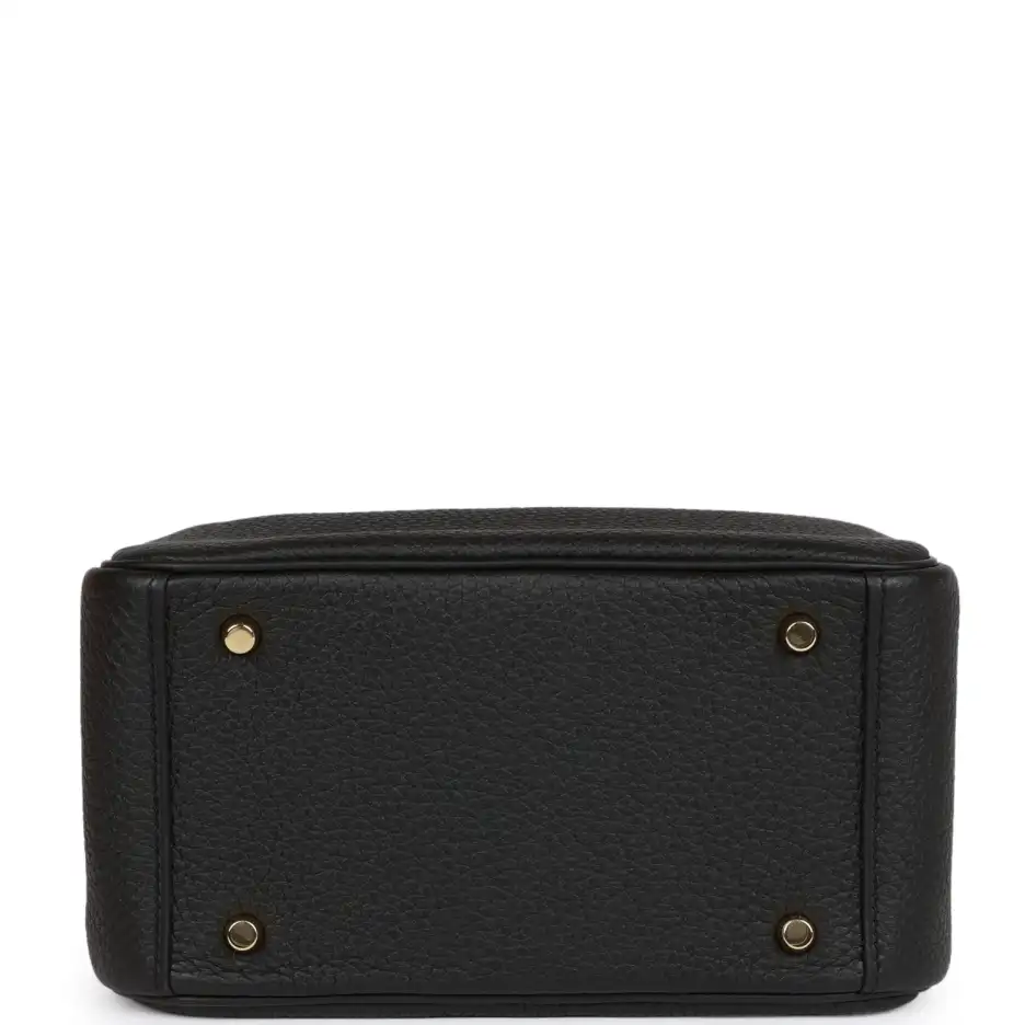 Hermès Mini Lindy Black Clemence Gold Hardware (6)