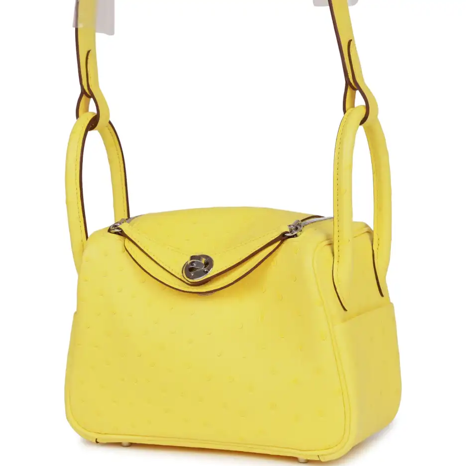 Hermès Mini Lindy Jaune Citron Ostrich Palladium Ha (4)