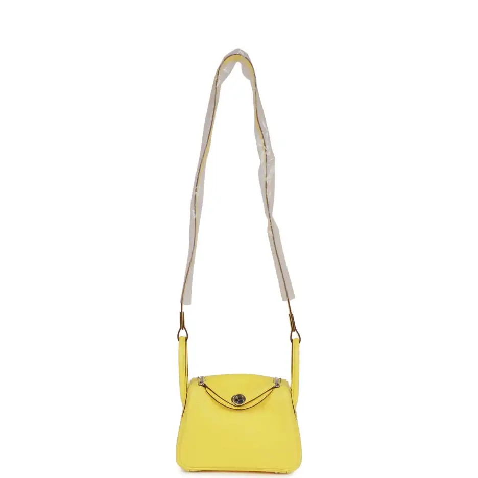 Hermès Mini Lindy Jaune Citron Ostrich Palladium Ha (6)