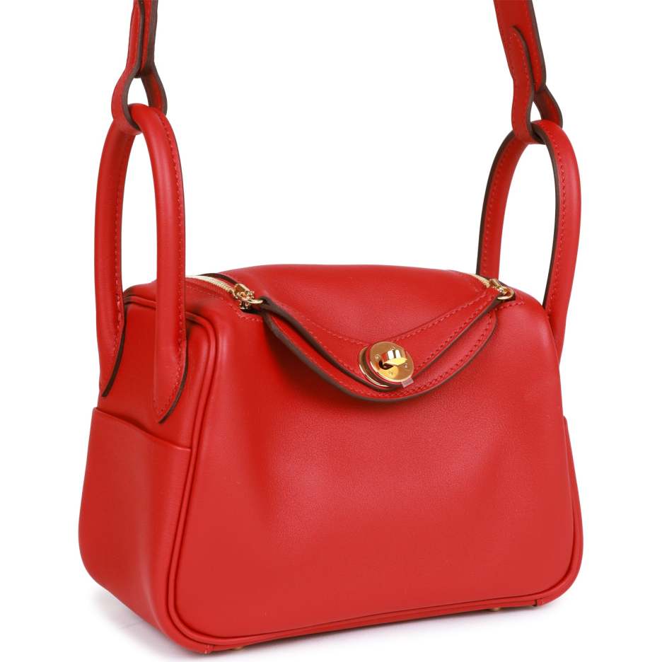 Hermès Mini Lindy Rouge Piment Swift Gold Hardware (1)