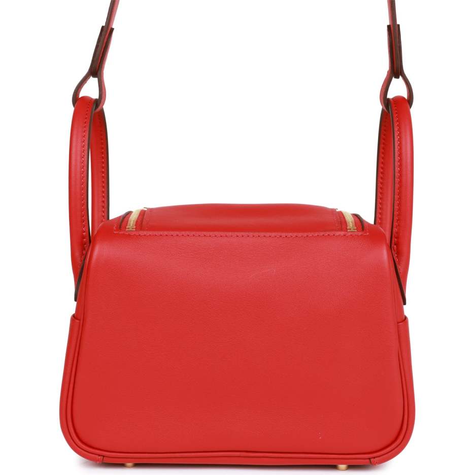 Hermès Mini Lindy Rouge Piment Swift Gold Hardware (3)