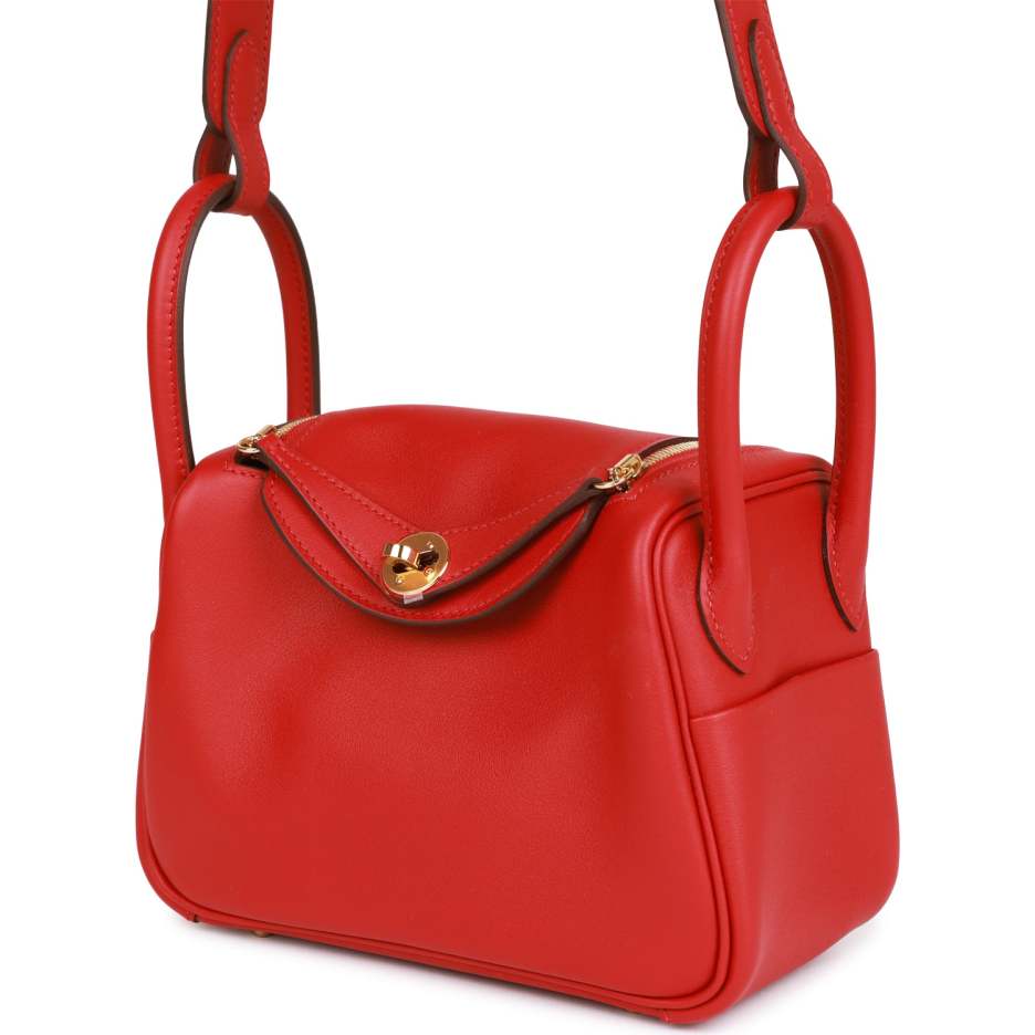 Hermès Mini Lindy Rouge Piment Swift Gold Hardware (4)