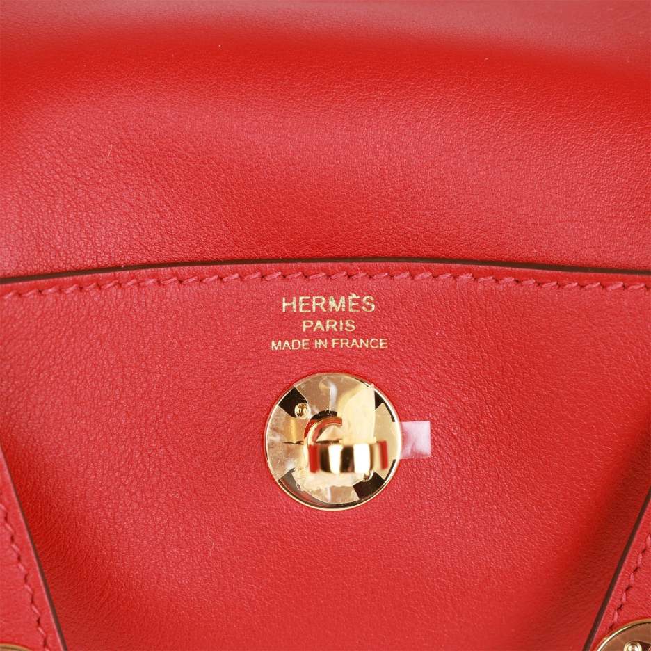 Hermès Mini Lindy Rouge Piment Swift Gold Hardware (6)