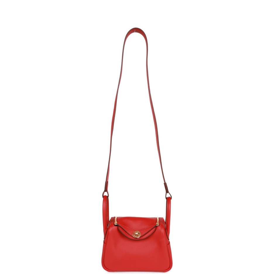 Hermès Mini Lindy Rouge Piment Swift Gold Hardware (7)