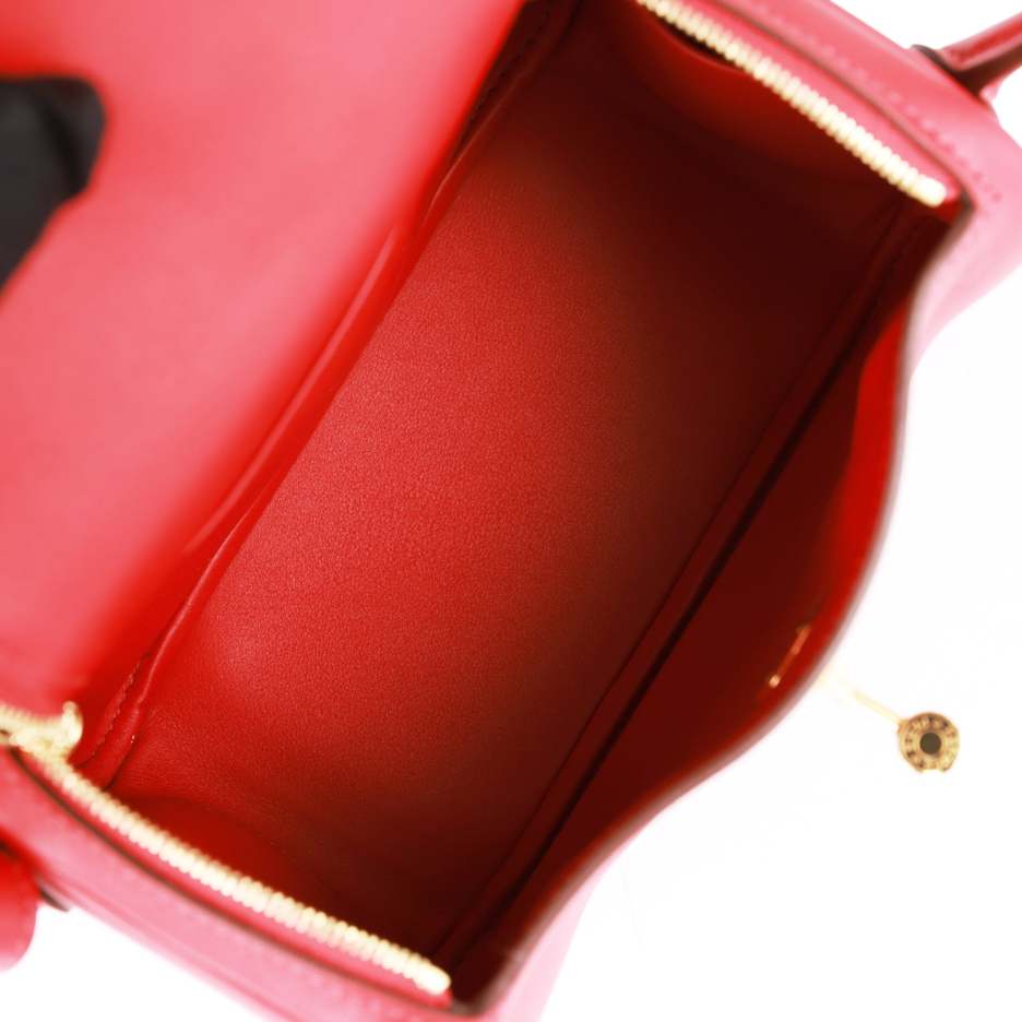 Hermès Mini Lindy Rouge Piment Swift Gold Hardware (8)