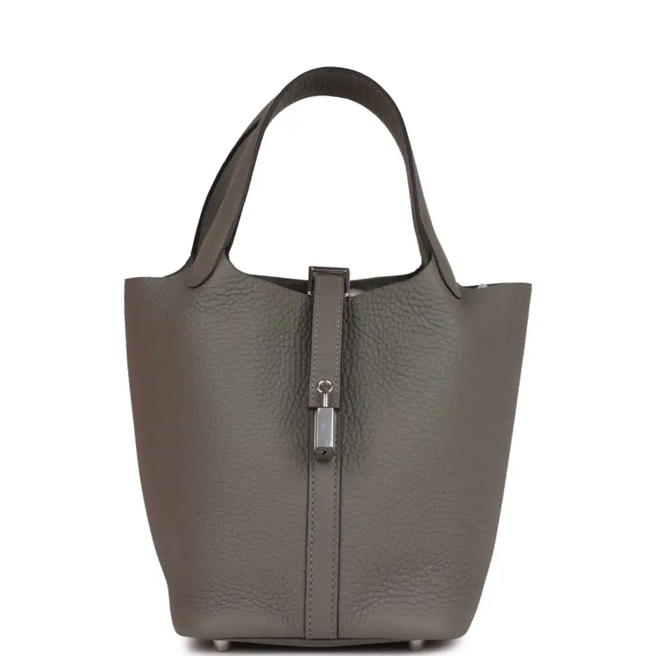 Hermès Picotin Lock 18 Gris Meyer Clemence Palladiu