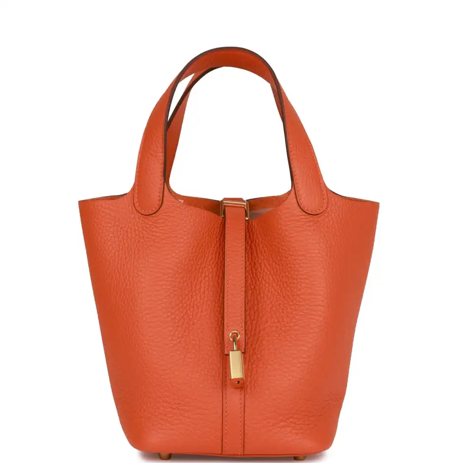 Hermès Picotin Lock 18 Orange Clemence Gold Hardwar
