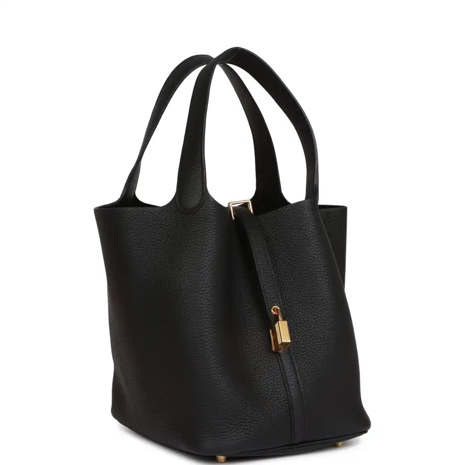 Hermès Picotin Lock 22 Black Clemence Gold Hardware (1)