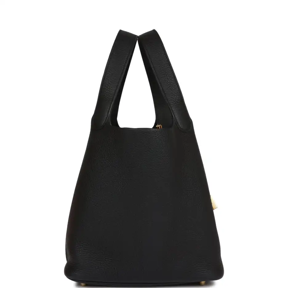 Hermès Picotin Lock 22 Black Clemence Gold Hardware (2)