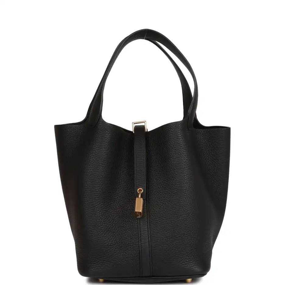 Hermès Picotin Lock 22 Black Clemence Gold Hardware