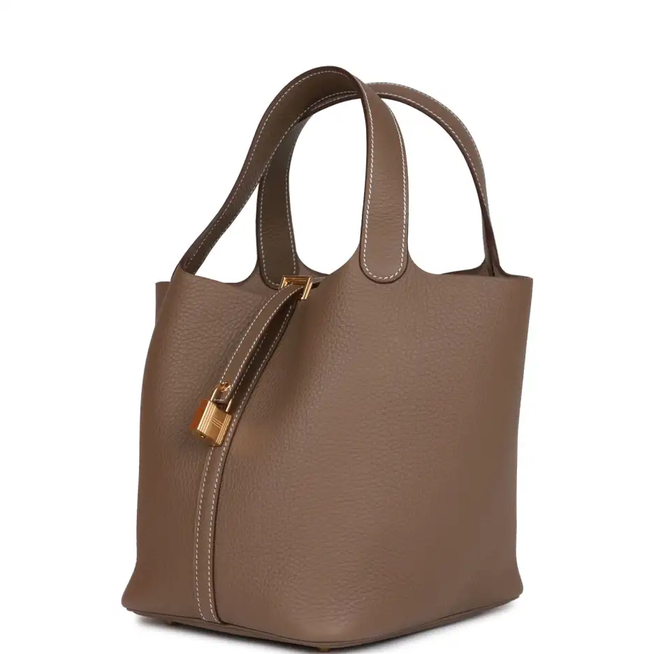 Hermès Picotin Lock 22 Etoupe Clemence Gold Hardwar (4)