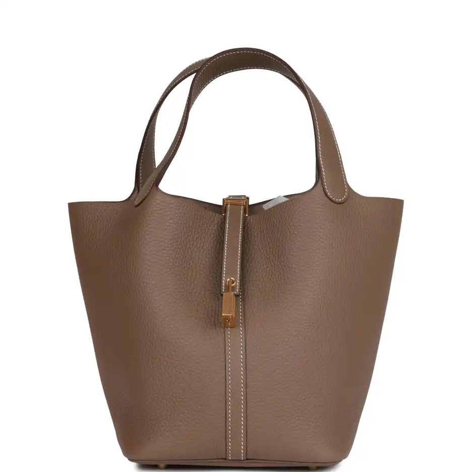 Hermès Picotin Lock 22 Etoupe Clemence Gold Hardwar