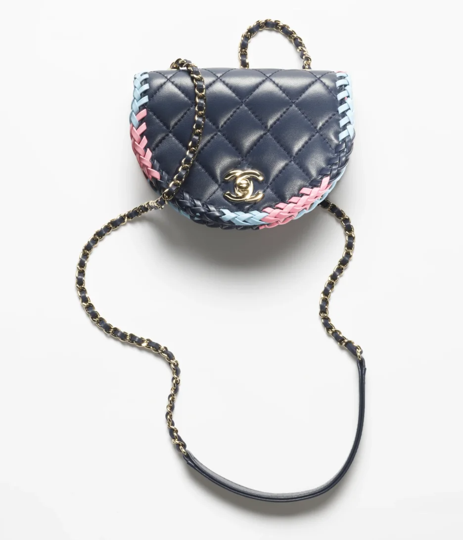 MINI MESSENGER BAG Lambskin & Gold Metal Navy_yythk