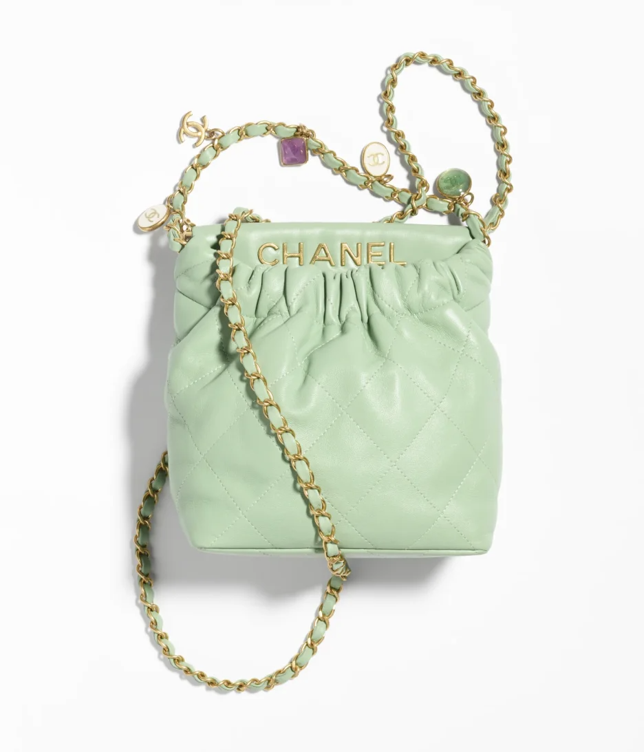 SMALL BUCKET BAG Lambskin_ Resin & Gold-Tone Metal_