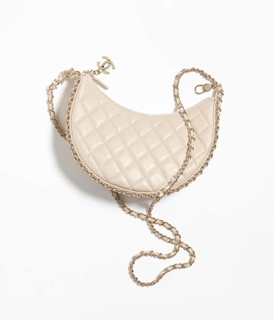 SMALL HOBO BAG Lambskin & Shiny Light Gold M
